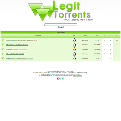 LegitTorrents - http://www.legittorrents.info